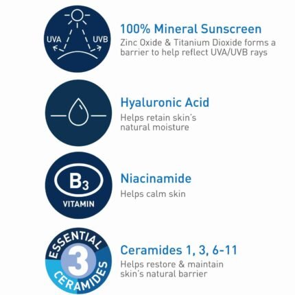 CeraVe Hydrating Face Mineral Sunscreen Lotion SPF 50 for All Skin Types, 2.5 fl oz | Choice Wholesales