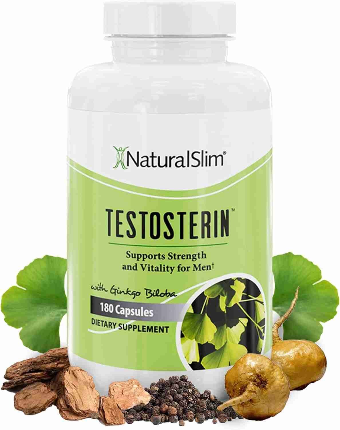 NaturalSlim Natural Testosterone Booster for Men – Male Enhancing Supplement with Ginkgo Biloba, L Arginine, Zinc, Vitamin B3, & | Choice Wholesales
