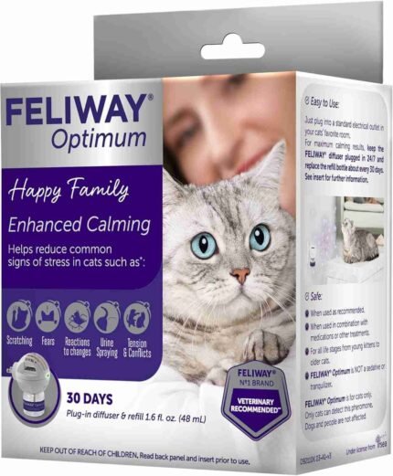 FELIWAY Optimum Cat, Enhanced Calming Pheromone Diffuser, 30 Day Starter Kit (48 mL), Translucent | Choice Wholesales