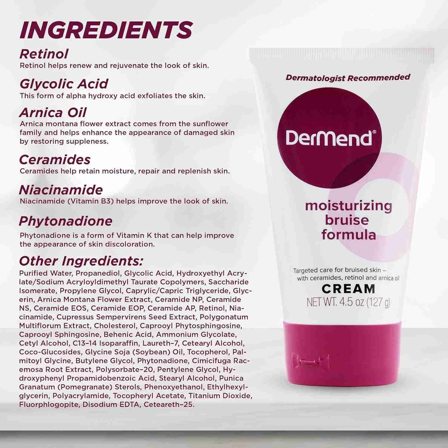 Dermend Arnica Bruise Cream with Vitamin K – Moisturizer for Bruising on Arms, Legs & Hands – 4.5 Oz | Choice Wholesales