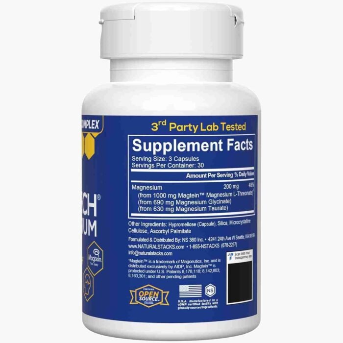 MagTech Magnesium Supplement – 3 Forms of Magnesium: Magtein L-Threonate, Glycinate & Taurate – 200mg Chelated Magnesium Complex | Choice Wholesales