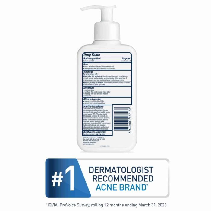 CeraVe Acne Face Wash, Acne Cleanser with Salicylic Acid and Purifying Clay for Oily Skin, 8 fl oz | Choice Wholesales