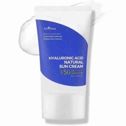ISNTREE Hyaluronic Acid Natural Suncream SPF50 PA++++ 50ml, 1.69 fl.oz | Evens out skin tone | Lightweight sunscreen |
