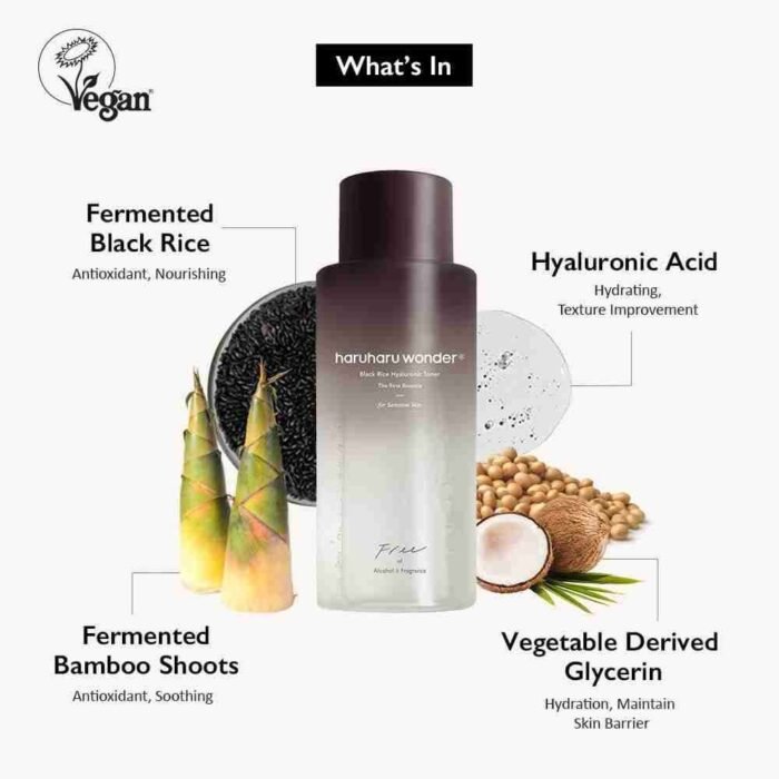 Haruharu Wonder Black Rice Hyaluronic Toner for Sensitive Skin 10.1 fl.oz / 300ml | Alcohol Free, Fragrance Free | Vegan, | Choice Wholesales