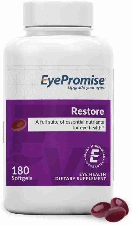 EyePromise Restore Supplement - 60 Softgel Capsules Containing Lutein, Vitamin C, Vitamin D, Vitamin E, Omega-3 Fish Oil, and