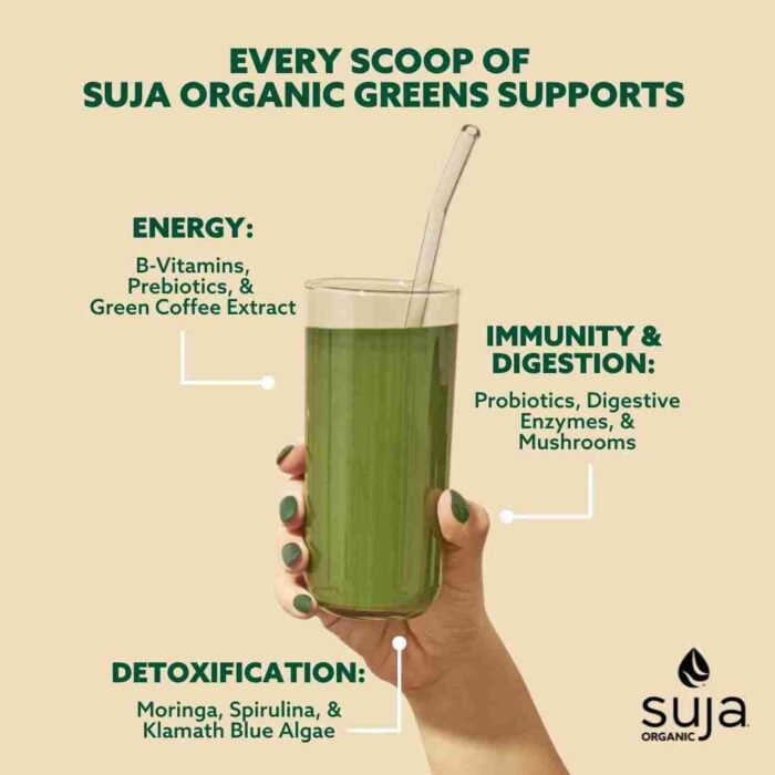 Suja Organic Greens Powder Probiotic Blend, Spirulina, Daily Superfood Drink or Smoothie Mix for Immune Support, Digestion, & | Choice Wholesales