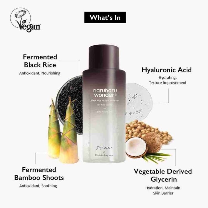 Haruharu Wonder Black Rice Hyaluronic Toner for Sensitive Skin 10.1 fl.oz / 300ml | Alcohol Free, Fragrance Free | Vegan, | Choice Wholesales