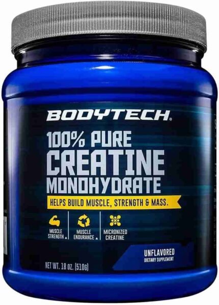 BodyTech 100% Pure Creatine Monohydrate Powder - Premium Micronized Creatine for Enhanced Muscle Strength and Performance -