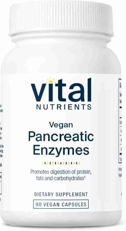 Vital Nutrients Vegan Pancreatic Enzymes - for Women & Men - Enzymes for Digestion Support Gut Health - Relief from Gas &