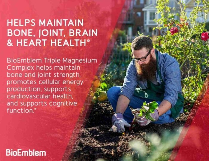 BioEmblem Triple Magnesium Complex | 300mg of Magnesium Glycinate, Malate, Citrate for Muscles, Nerves, Energy | High Absorption | Choice Wholesales