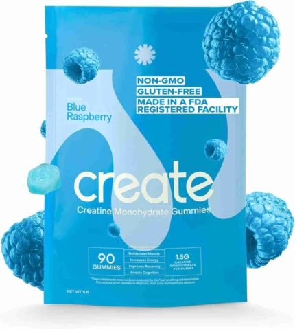 Create Creatine Monohydrate Gummies for Men & Women - Boost Focus, Strength, and Endurance, Anti-Melting Formula, Vegan,