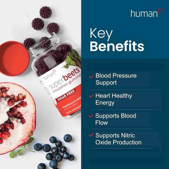 humanN SuperBeets Circulation Gummies – Heart-Healthy Energy, Grape Seed Extract & Beet Root Powder – Pomegranate Berry Flavor, | Choice Wholesales
