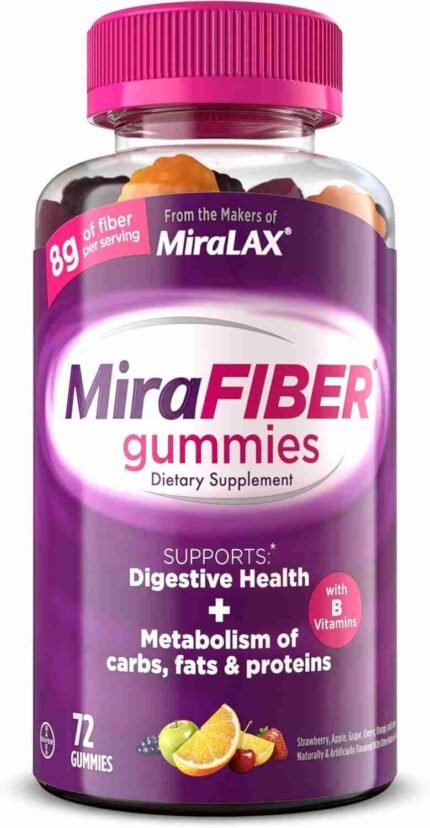 MiraFIBER Gummies | From The Gut Experts at MiraLAX | 8g of Daily Prebiotic Fiber with B Vitamins to Support Digestive Health