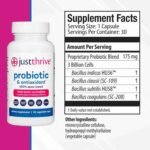 Just Thrive Probiotic & Antioxidant Supplement – 100% Spore-Based Digestive and Immune Support – Gluten Free, 30 Caps | Choice Wholesales