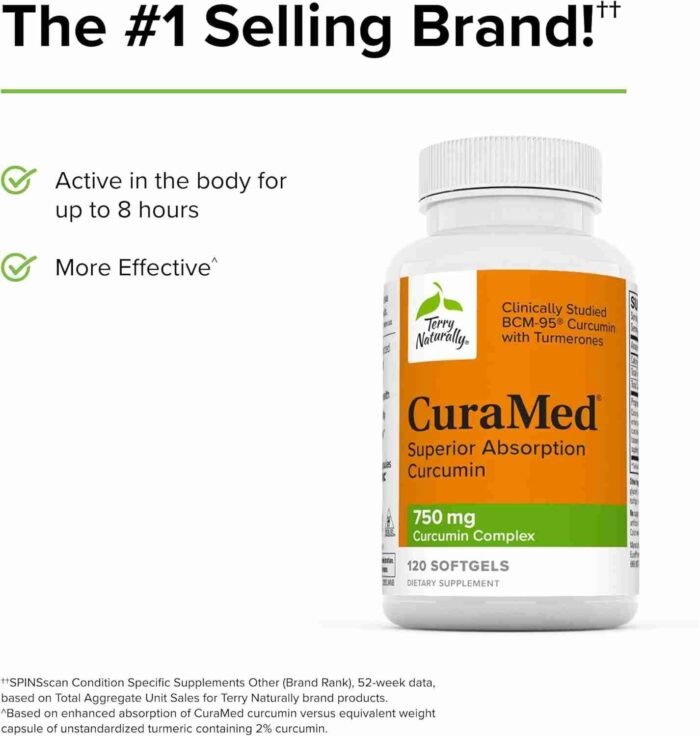 Terry Naturally CuraMed 750 mg Curcumin Complex – 120 Softgels, Pack of 2  | Wholesale with Low MOQ | Choice Wholesales