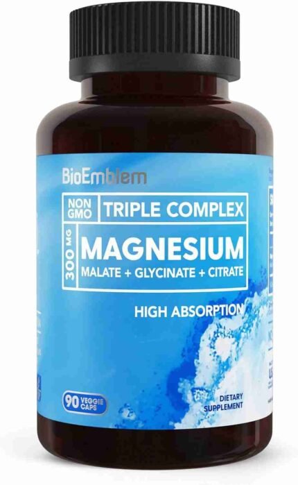BioEmblem Triple Magnesium Complex | 300mg of Magnesium Glycinate, Malate, & Citrate for Muscles, Nerves, & Energy | High