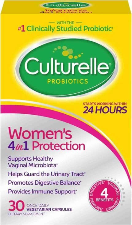 Culturelle 4-in-1 Probiotics for Women, Daily Probiotic & Prebiotic Supplement to Support Vaginal Health, Digestive Health,