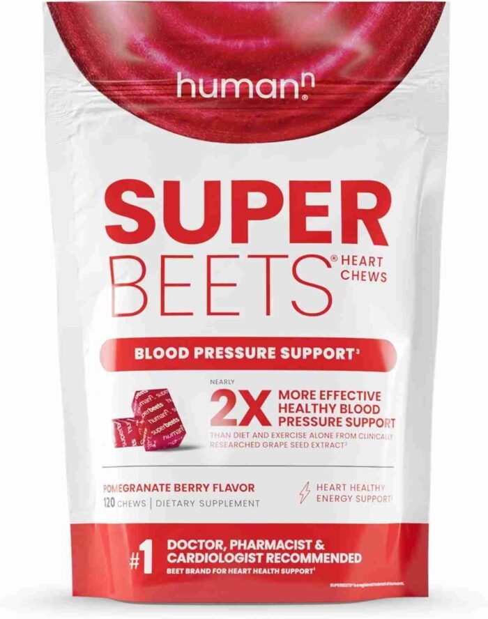 humanN SuperBeets Heart Chews Advanced – 100mg of CoQ10 Plus Beetroot & Grape Seed Extract, 60 Count | Choice Wholesales