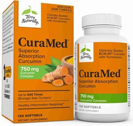 Terry Naturally CuraMed 750 mg Curcumin Complex - 120 Softgels - Superior Absorption BCM-95 - Non-GMO, Gluten Free, Halal - 120