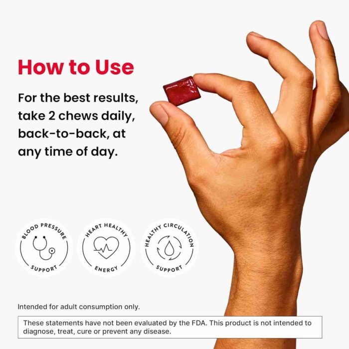 humanN SuperBeets Heart Chews Advanced – 100mg of CoQ10 Plus Beetroot & Grape Seed Extract, 60 Count | Choice Wholesales