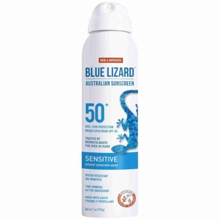 Blue Lizard Sensitive Mineral Sunscreen Spray SPF 50+, Dermatologist-Recommended Brand, Broad-Spectrum UVA/UVB Protection,