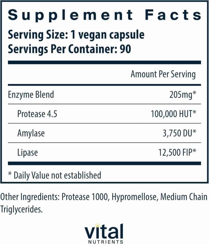 Vital Nutrients Vegan Pancreatic Enzymes – for Women & Men – Enzymes for Digestion Support Gut Health – Relief from Gas & | Choice Wholesales