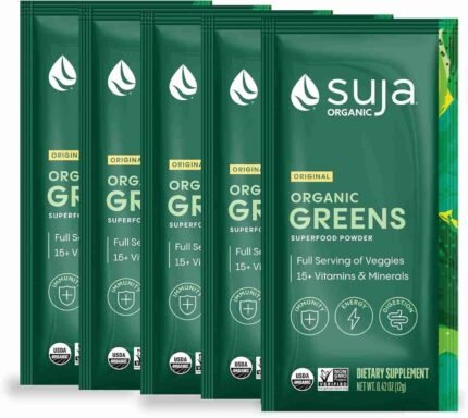 Suja Organic Greens Powder Probiotic Blend, Spirulina, Daily Superfood Drink or Smoothie Mix for Immune Support, Digestion, &