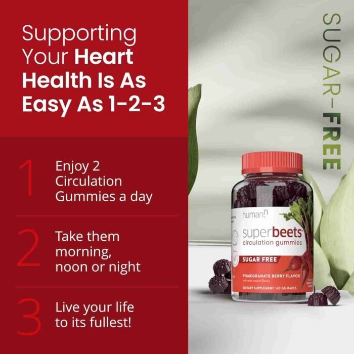 humanN SuperBeets Circulation Gummies – Heart-Healthy Energy, Grape Seed Extract & Beet Root Powder – Pomegranate Berry Flavor, | Choice Wholesales