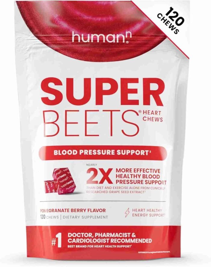 humanN SuperBeets Heart Chews, Nitric Oxide and Blood Pressure Support, Grape Seed Extract & Non-GMO Beet Root Powder Energy | Choice Wholesales