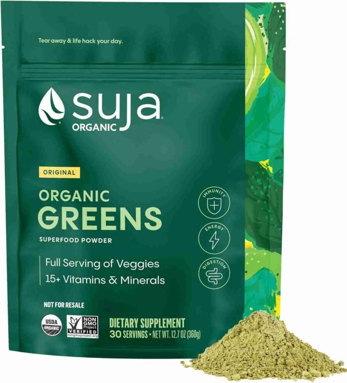 Suja Organic Greens Powder Probiotic Blend, Spirulina, Daily Superfood Drink or Smoothie Mix for Immune Support, Digestion, & | Choice Wholesales