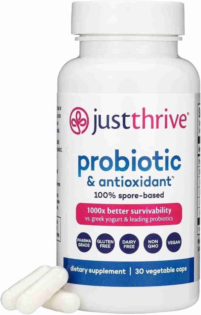 Just Thrive Probiotic & Antioxidant Supplement – 100% Spore-Based Digestive and Immune Support – Gluten Free, 30 Caps | Choice Wholesales