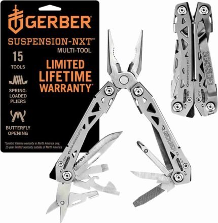 Gerber Gear Suspension-NXT EDC Multitool 15-in-1 Pocket Knife, Needle Nose Pliers and Wire Stripper for Camping and Survival,
