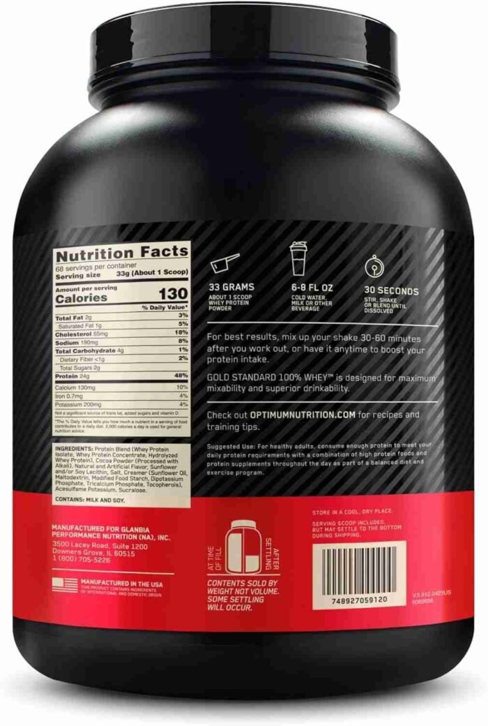 Optimum Nutrition Gold Standard 100% Whey Protein Powder, Double Rich Chocolate, 5 Pound (Packaging May Vary) | Choice Wholesales
