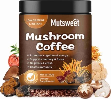 Mushroom Coffee for Smoothies/Latte, Mushroom Powder Blend (57 Servings) with Lions Mane, Reishi, Cordyceps, Turkey Tail, Chaga