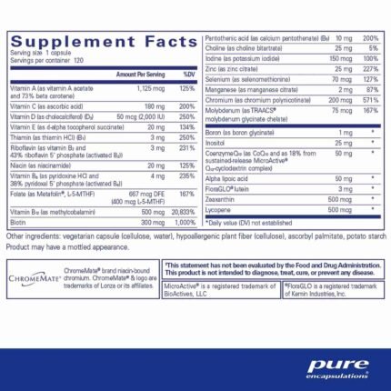 Pure Encapsulations O.N.E. Multivitamin 60 Capsules | Choice Wholesales