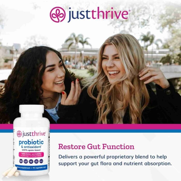 Just Thrive Probiotic & Antioxidant Supplement – 100% Spore-Based Digestive and Immune Support – Gluten Free, 30 Caps | Choice Wholesales