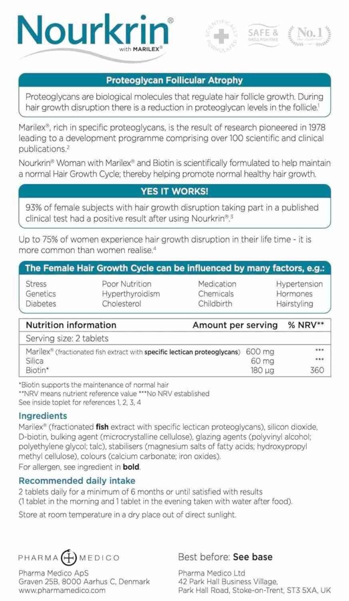 Nourkrin Woman for Healthy Hair Growth food supplement with Marilex, biotin and silica 60 tablet pack (1 month supply) | Choice Wholesales