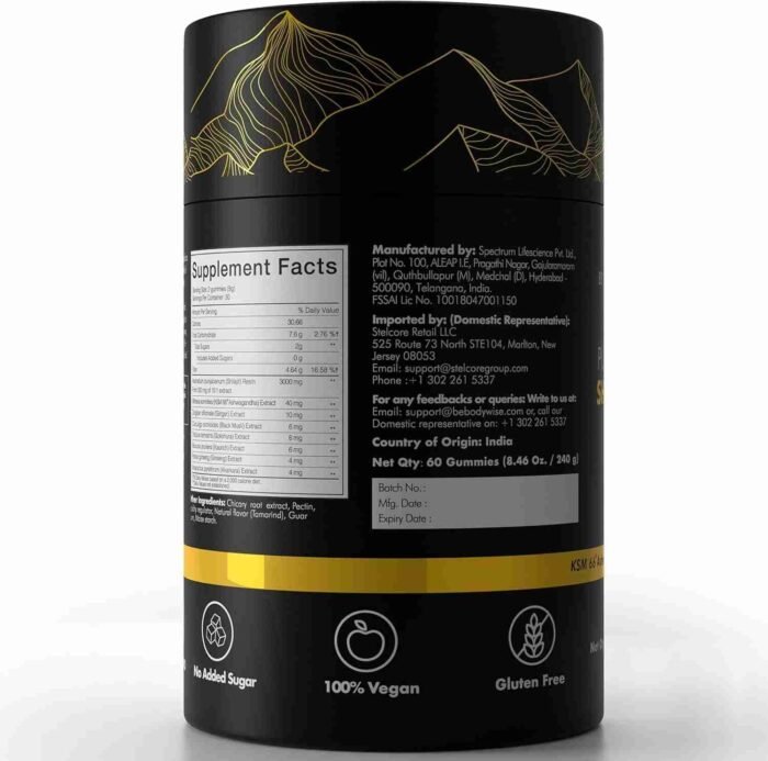Be Bodywise Pure Himalayan Shilajit Gummies Gold I Lab Tested I No Added Sugar I Ashwagandha, Gokshura| Fulvic Acid & 85+ Trace | Choice Wholesales