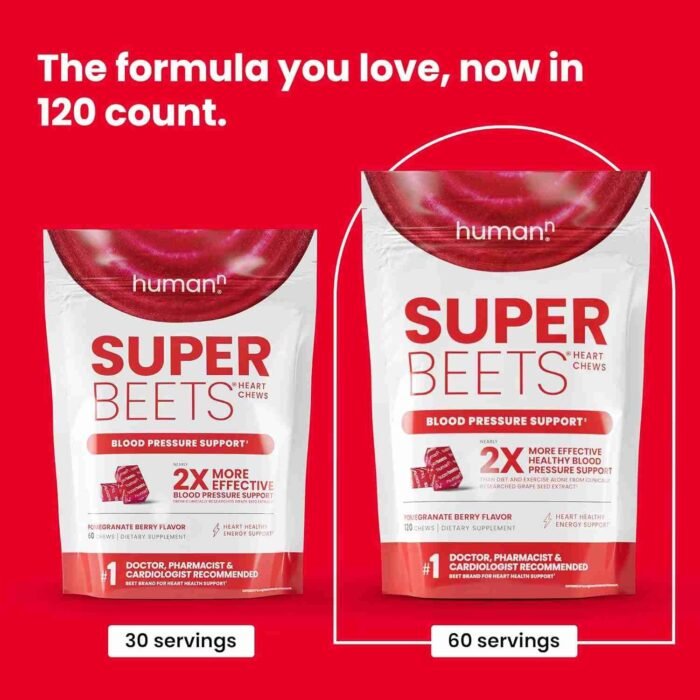 humanN SuperBeets Heart Chews, Nitric Oxide and Blood Pressure Support, Grape Seed Extract & Non-GMO Beet Root Powder Energy | Choice Wholesales