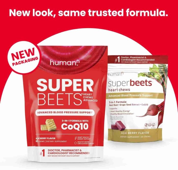 humanN SuperBeets Heart Chews, Nitric Oxide and Blood Pressure Support, Grape Seed Extract & Non-GMO Beet Root Powder Energy | Choice Wholesales