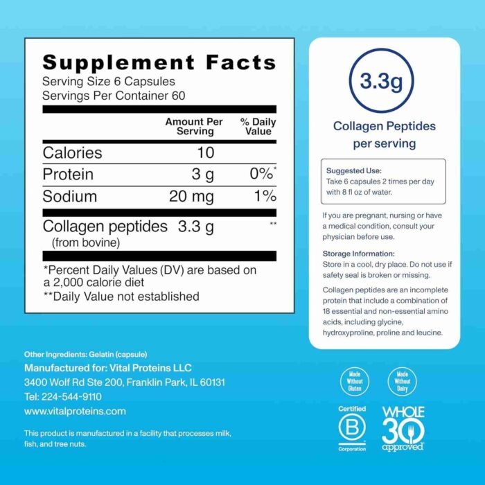 Vital Proteins Collagen Peptides Capsules for Women, Collagen Supplement 360 Capsules | Choice Wholesales