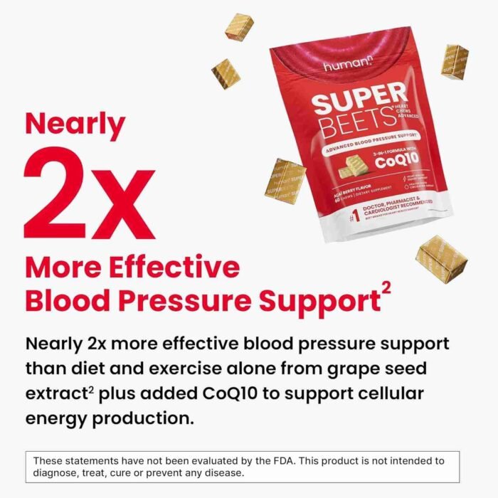 humanN SuperBeets Heart Chews, Nitric Oxide and Blood Pressure Support, Grape Seed Extract & Non-GMO Beet Root Powder Energy | Choice Wholesales