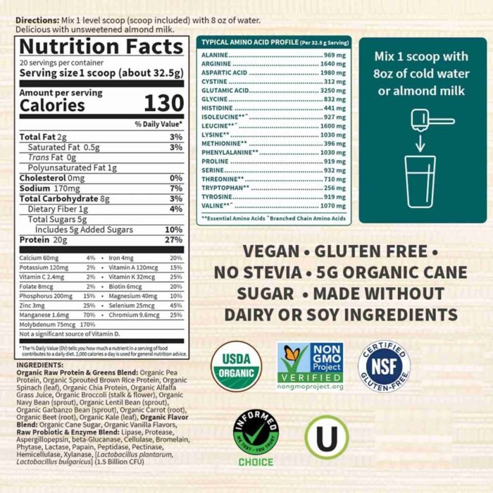 Garden of Life Raw Organic Protein & Greens – Chocolate – Vegan Protein Powder for Women and Men | Choice Wholesales