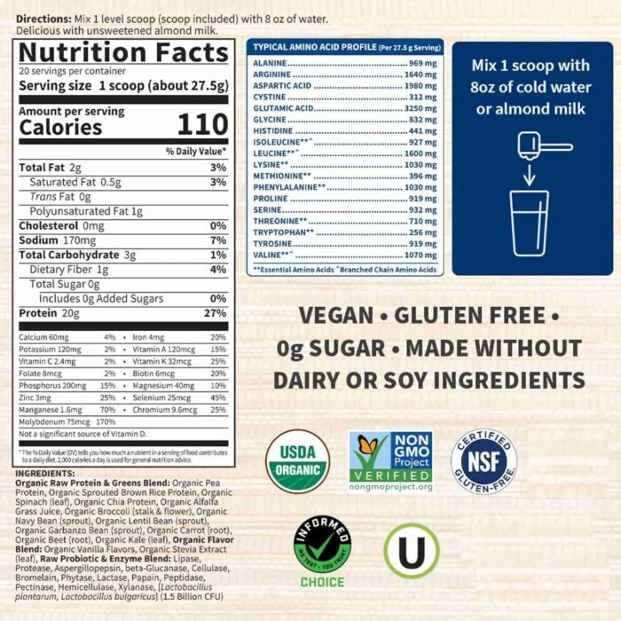 Garden of Life Raw Organic Protein & Greens – Chocolate – Vegan Protein Powder for Women and Men | Choice Wholesales