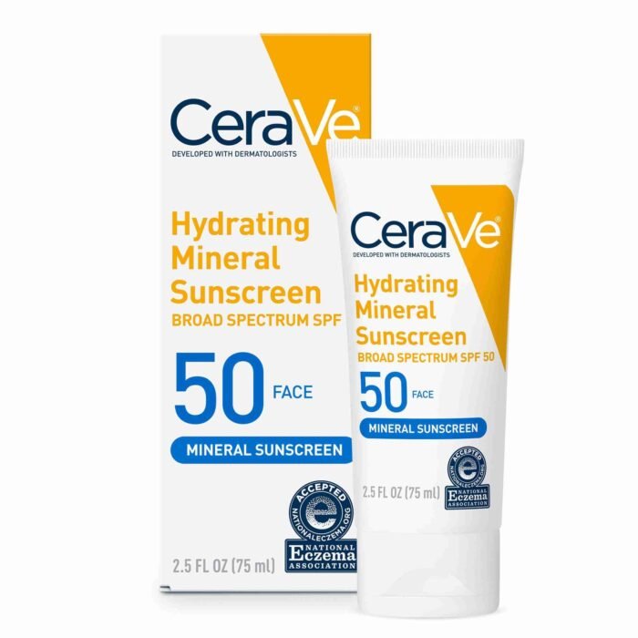 CeraVe Hydrating Face Mineral Sunscreen Lotion SPF 50 for All Skin Types, 2.5 fl oz | Choice Wholesales