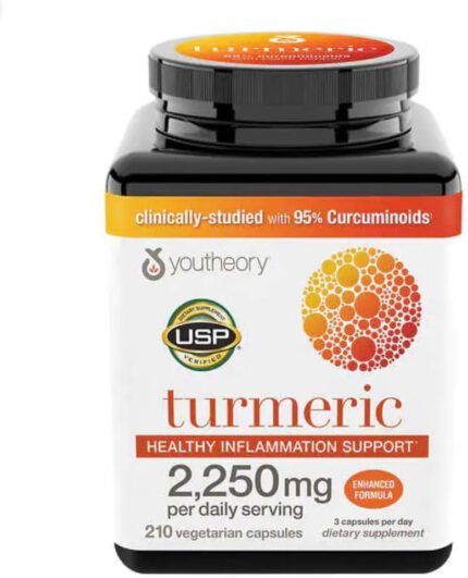 Youtheory Turmeric Curcumin Supplement with Black Pepper BioPerine, Powerful Antioxidant Properties for Joint & Healthy