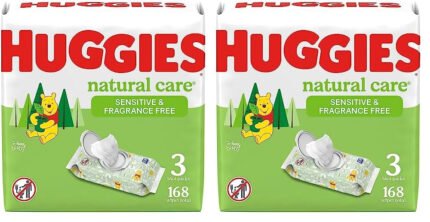 Huggies Natural Care Sensitive Baby Wipes, Unscented, Hypoallergenic, 99% Purified Water, 12 Flip-Top Packs (768 Wipes Total),