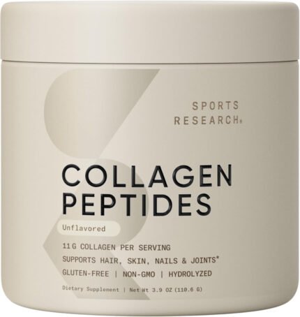 Sports Research Collagen Peptides - Hydrolyzed Type 1 & 3 Collagen Powder Protein Supplement for Healthy Skin, Nails, & Joints -